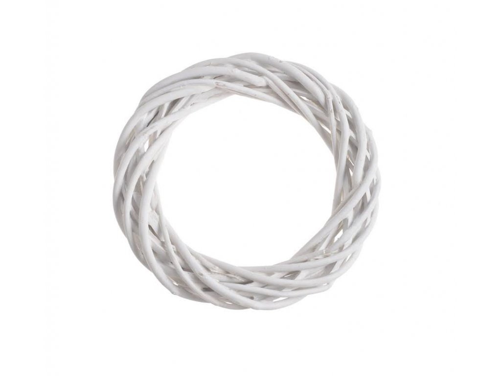 Bílý věnec z proutí 15 cm